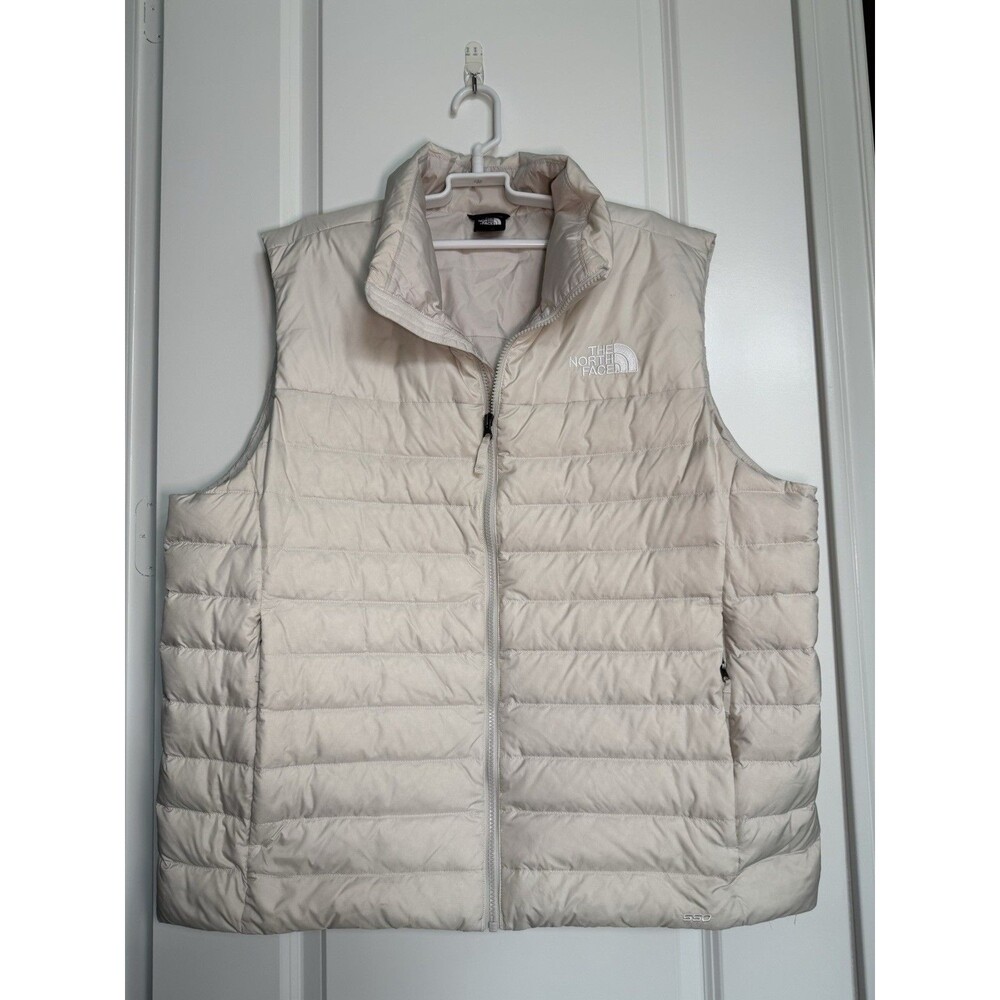 The North Face 550 Mens XLarge Cream Full Zip Goose Down Puffer Vest Versatile